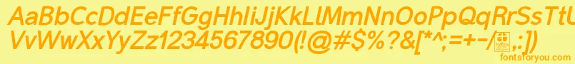 フォントMalterSansBoldItalicDemo – オレンジの文字が黄色の背景にあります。