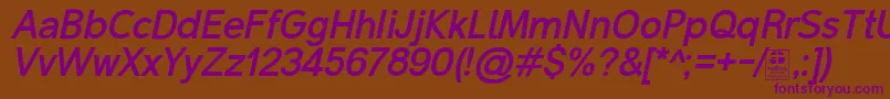 MalterSansBoldItalicDemo-fontti – violetit fontit ruskealla taustalla