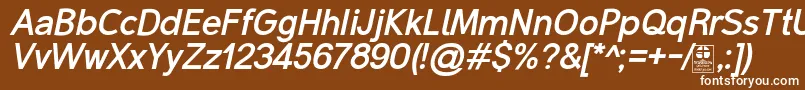 MalterSansBoldItalicDemo-fontti – valkoiset fontit ruskealla taustalla