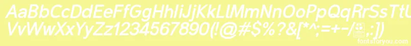 MalterSansBoldItalicDemo-fontti – valkoiset fontit keltaisella taustalla