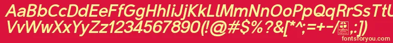 MalterSansBoldItalicDemo-fontti – keltaiset fontit punaisella taustalla