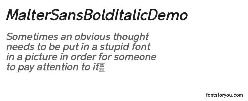 Review of the MalterSansBoldItalicDemo Font