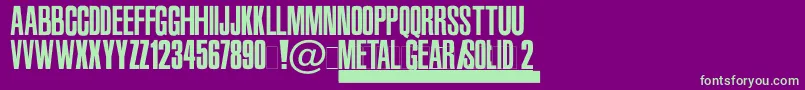 Więcej informacji o czcionce MetalGearSolid2 Czcionka MetalGearSolid2 – zielone czcionki na fioletowym tle