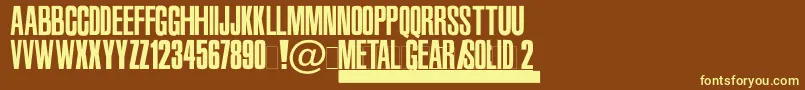 Weitere Informationen zur MetalGearSolid2-Schriftart MetalGearSolid2-Schriftart – Gelbe Schriften auf braunem Hintergrund