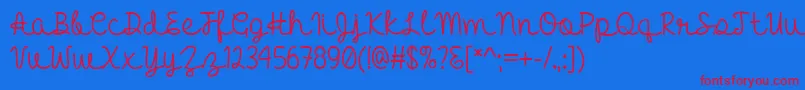 HelloHeartacheTtf Font – Red Fonts on Blue Background