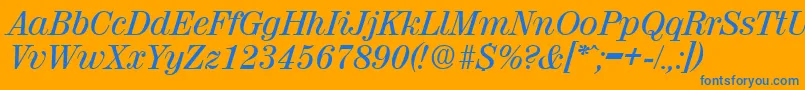 ValenciaMediumita Font – Blue Fonts on Orange Background