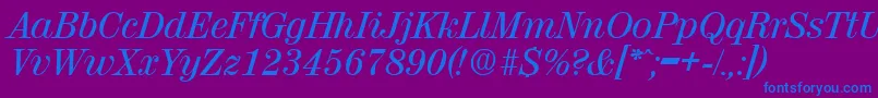 ValenciaMediumita Font – Blue Fonts on Purple Background