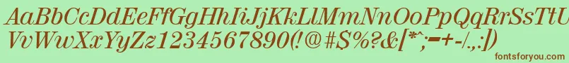 ValenciaMediumita Font – Brown Fonts on Green Background