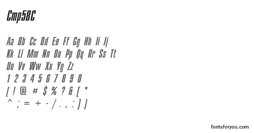 A fonte Cmp58C – alfabeto, números, caracteres especiais