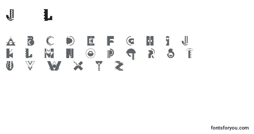 Schriftart JerryLee – Alphabet, Zahlen, spezielle Symbole