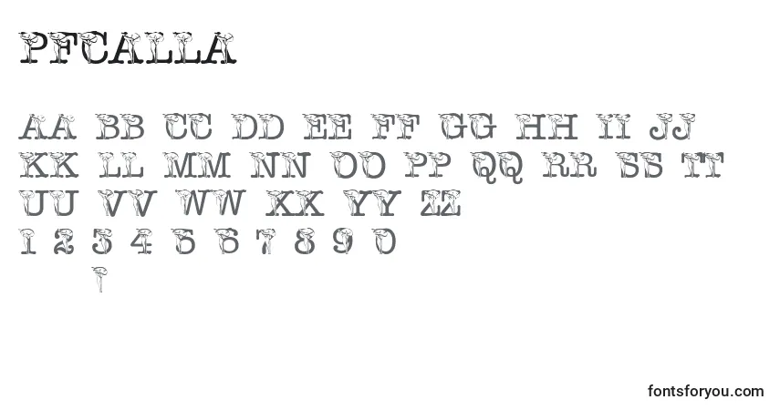 Schriftart PfCalla – Alphabet, Zahlen, spezielle Symbole
