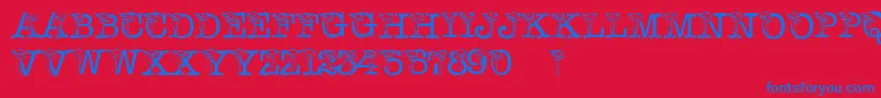 PfCalla Font – Blue Fonts on Red Background