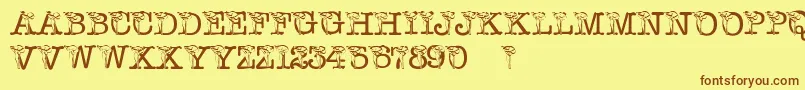 PfCalla Font – Brown Fonts on Yellow Background