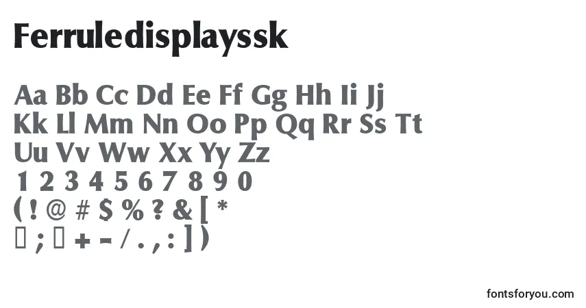 Czcionka Ferruledisplayssk – alfabet, cyfry, specjalne znaki
