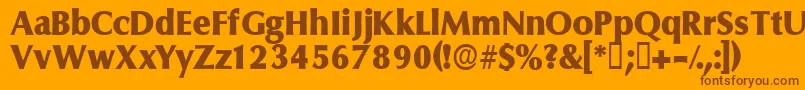 Ferruledisplayssk-Schriftart – Braune Schriften auf orangefarbenem Hintergrund