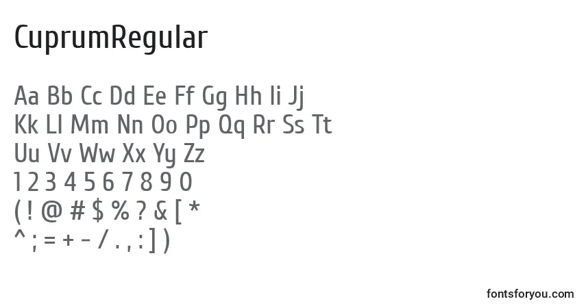 Schriftart CuprumRegular – Alphabet, Zahlen, spezielle Symbole