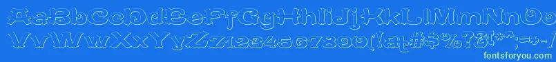 CaracteredoubletBeveled-Schriftart – Grüne Schriften auf blauem Hintergrund