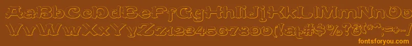 CaracteredoubletBeveled-fontti – oranssit fontit ruskealla taustalla