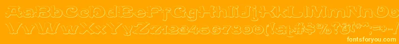 Fonte CaracteredoubletBeveled – fontes amarelas em um fundo laranja