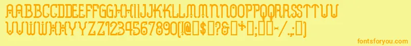 フォントMetrn – オレンジの文字が黄色の背景にあります。