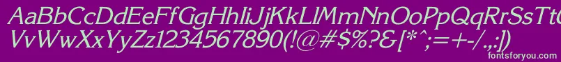 KorinnaSuItalic Font – Green Fonts on Purple Background