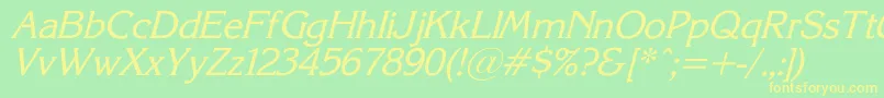 KorinnaSuItalic Font – Yellow Fonts on Green Background