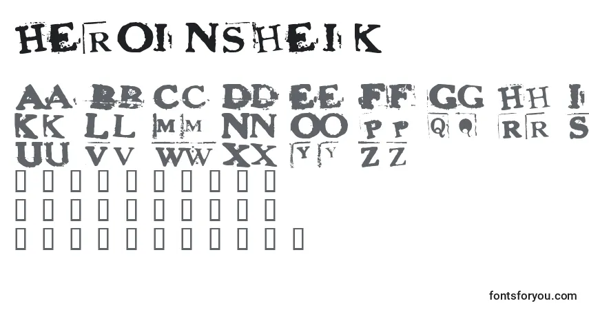 A fonte Heroinsheik – alfabeto, números, caracteres especiais