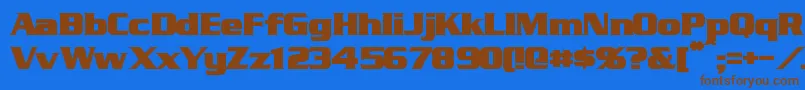 フォントStraczynskiBold – 茶色の文字が青い背景にあります。