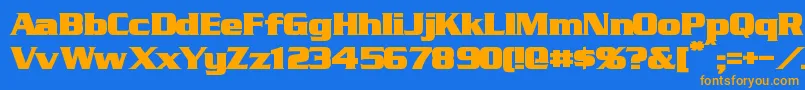 フォントStraczynskiBold – オレンジ色の文字が青い背景にあります。