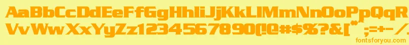 StraczynskiBold-Schriftart – Orangefarbene Schriften auf gelbem Hintergrund