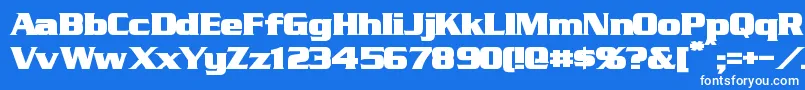 StraczynskiBold-Schriftart – Weiße Schriften auf blauem Hintergrund