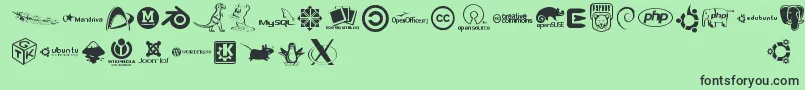 Saiba mais sobre a fonte Openlogos Fonte Openlogos – fontes pretas em um fundo verde