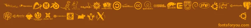Fonte Openlogos – fontes laranjas em um fundo marrom
