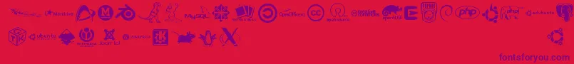 Fonte Openlogos – fontes roxas em um fundo vermelho