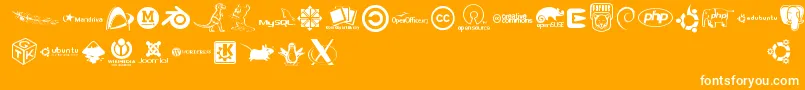 Openlogos-Schriftart – Weiße Schriften auf orangefarbenem Hintergrund