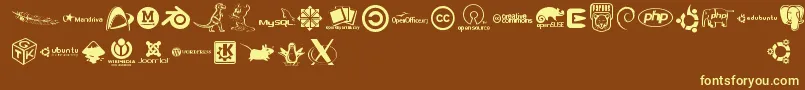 More about Openlogos Font Openlogos Font – Yellow Fonts on Brown Background