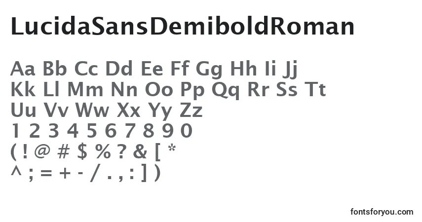 Шрифт LucidaSansDemiboldRoman – алфавит, цифры, специальные символы