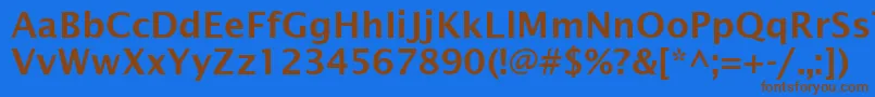 LucidaSansDemiboldRoman-Schriftart – Braune Schriften auf blauem Hintergrund