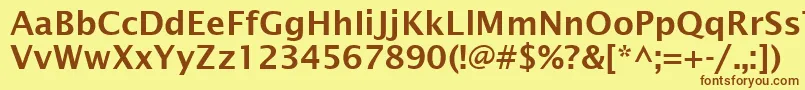 LucidaSansDemiboldRoman-Schriftart – Braune Schriften auf gelbem Hintergrund