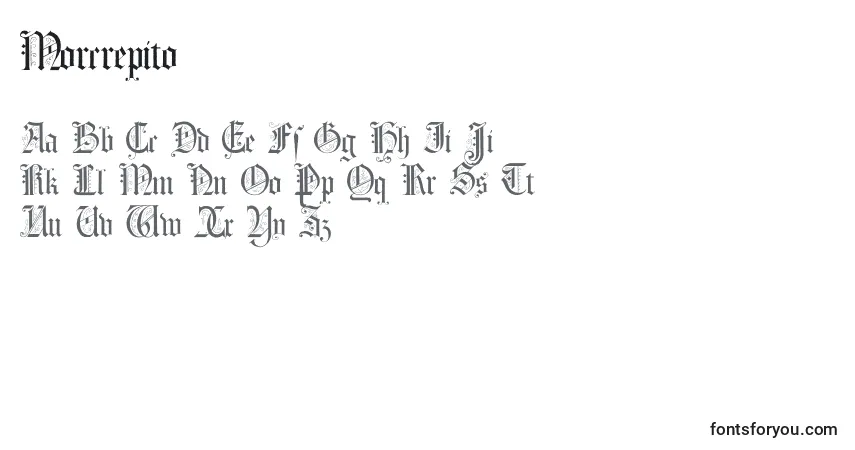 A fonte Morcrepito – alfabeto, números, caracteres especiais