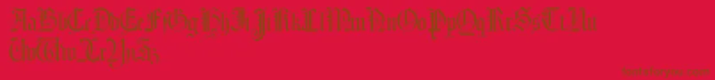 Morcrepito-Schriftart – Braune Schriften auf rotem Hintergrund