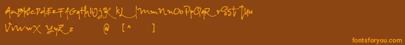 AlbanianRegular-Schriftart – Orangefarbene Schriften auf braunem Hintergrund