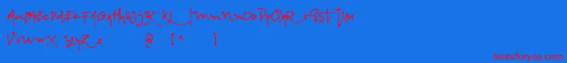 AlbanianRegular-Schriftart – Rote Schriften auf blauem Hintergrund