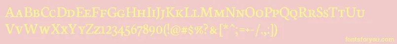 NeutonScRegular-Schriftart – Gelbe Schriften auf rosa Hintergrund