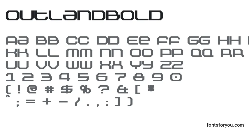 Czcionka OutlandBold – alfabet, cyfry, specjalne znaki