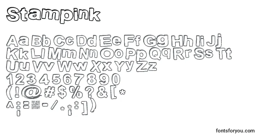 A fonte Stampink – alfabeto, números, caracteres especiais