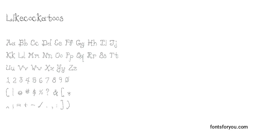 Czcionka Likecockatoos – alfabet, cyfry, specjalne znaki