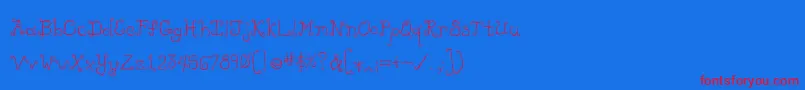 Likecockatoos-Schriftart – Rote Schriften auf blauem Hintergrund