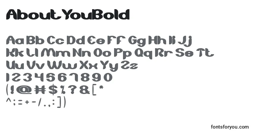 Schriftart AboutYouBold – Alphabet, Zahlen, spezielle Symbole