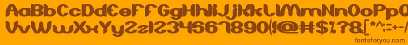 AboutYouBold-Schriftart – Braune Schriften auf orangefarbenem Hintergrund